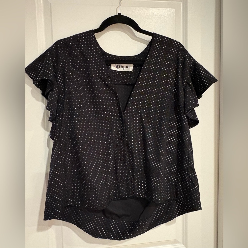 Matching top and pants in black with gold dots